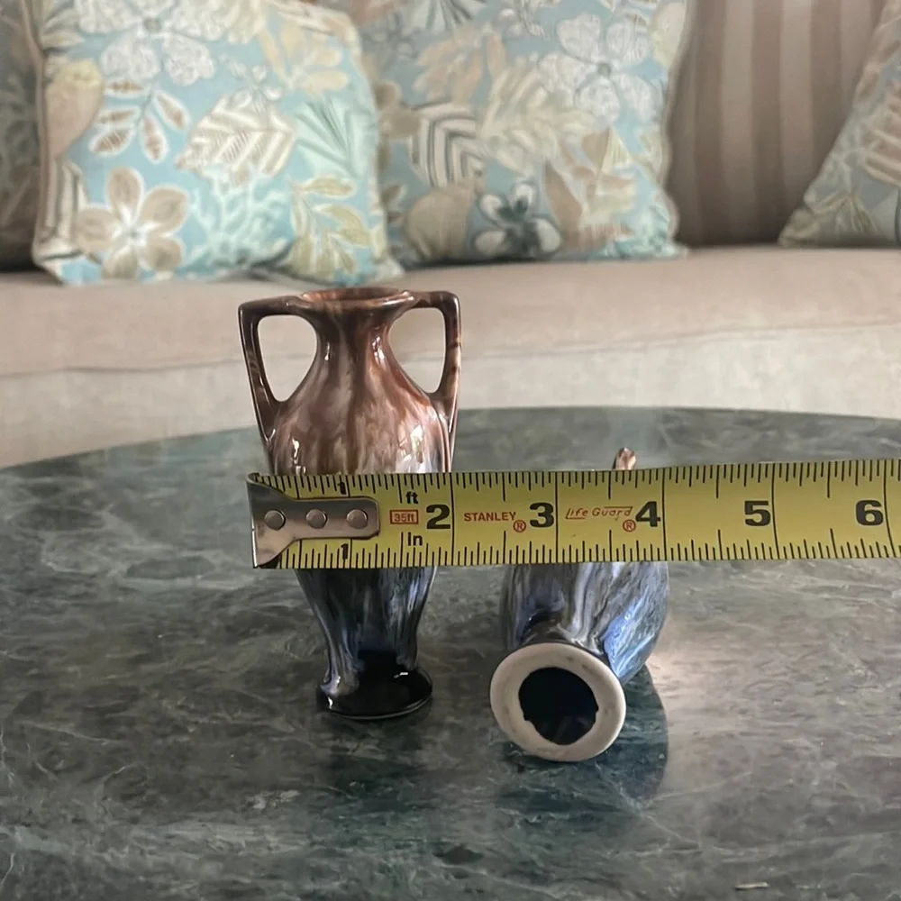 Mini Vases 4.5 Inches Tall Bluetvk. MiniBrown can hold diffuser sticks - Picture 7 of 10